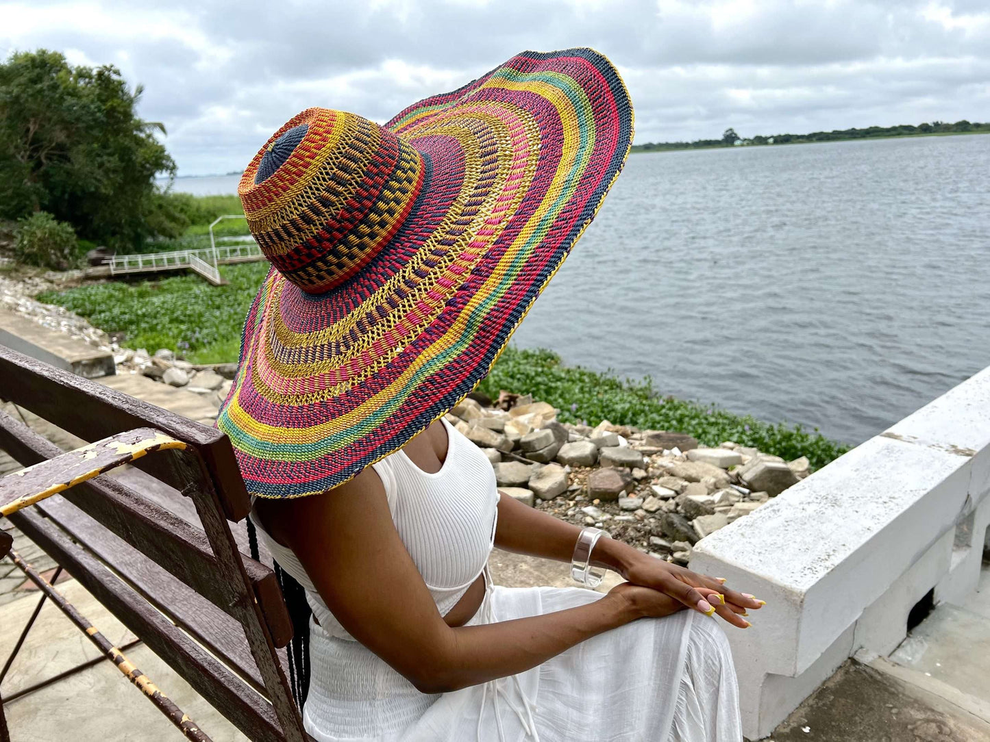 LARA Large Woven Beach Hat