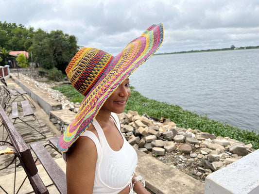 LARA Large Woven Beach Hat